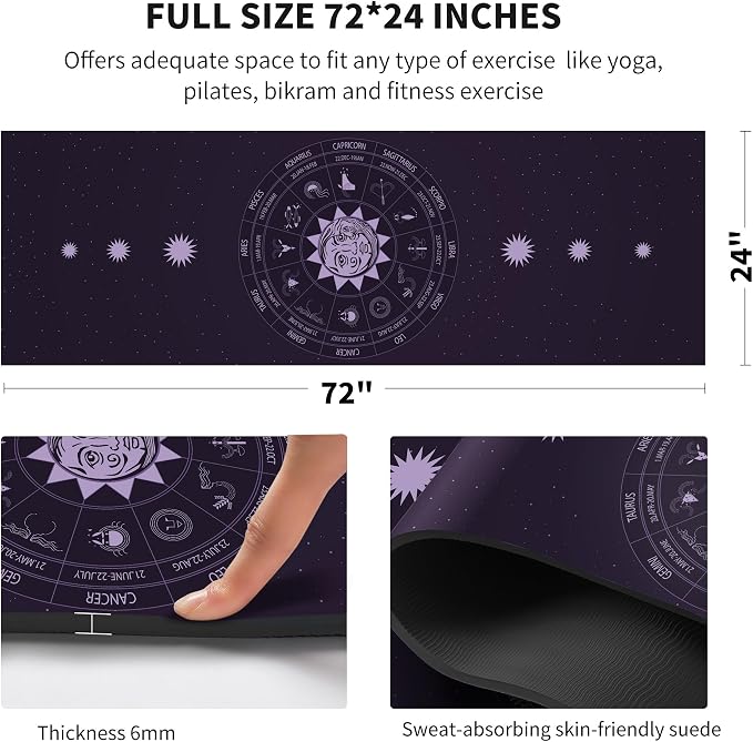 nuveti Yoga Mat Print Extra Thick TPE Non Slip Fitness Exercise Mat with Carrying Bag,72"x24" Extra Thick 6MM Exercise & Workout Mat for Yoga, Pilates Fitness and Floor Exercises