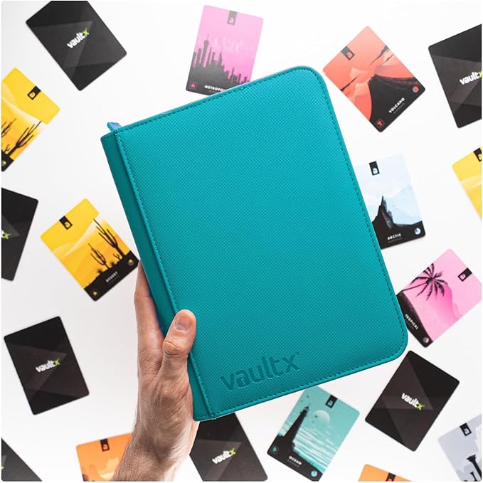 Vault X 4 Pocket Zip Binder, 160 Cards, Exo-Tec Material, 20 Side-Loading Pages (Teal)