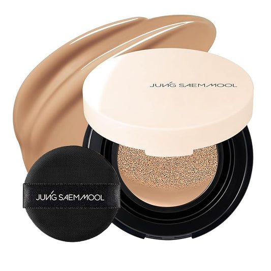 JUNG SAEM MOOL Essential Skin Nuder Cushion | Natural Finish, Buildable Coverage Cushion Foundation by Korean Makeup Artist (Mini, 0.17 Fl Oz), 28N Camel