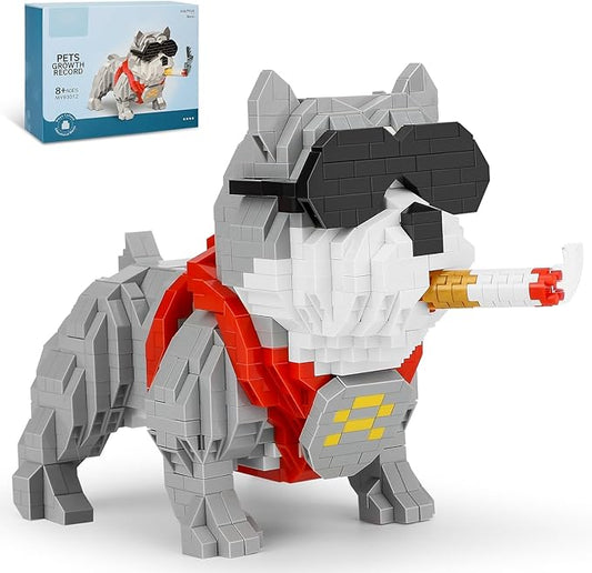 Cute Animal Bully Pitbull Micro Mini Building Blocks Kit, Mini Dog Micro Bricks Building Toys for Adults, Boys Girls, Party Favors for Kids 8-14, Christmas Birthday Gift, Carnival Prizes (998 PCS)