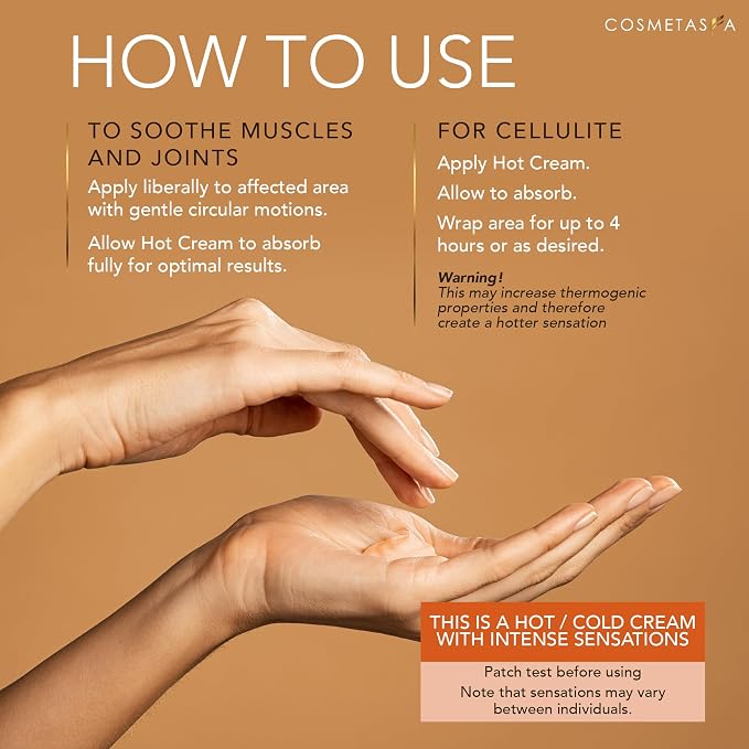 Cellulite Massage Oil & Hot Cream - 100% Natural Cellulite Oil & Gel, Highly Absorbable, Firm, Tone, Tighten & Moisturize Skin - Soothes Muscles (8.8 Fl Oz each bottle)