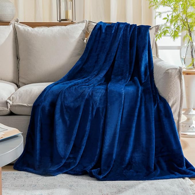 Classic Blue Fleece Plush Throw Blanket 50"x60"for Couch Fuzzy Cozy Flannel | Super Soft Lightweight Microfiber Blanket for Sofa Bed bedroom Home Decor All Season,Birthday Gifts for Women Mom Adult