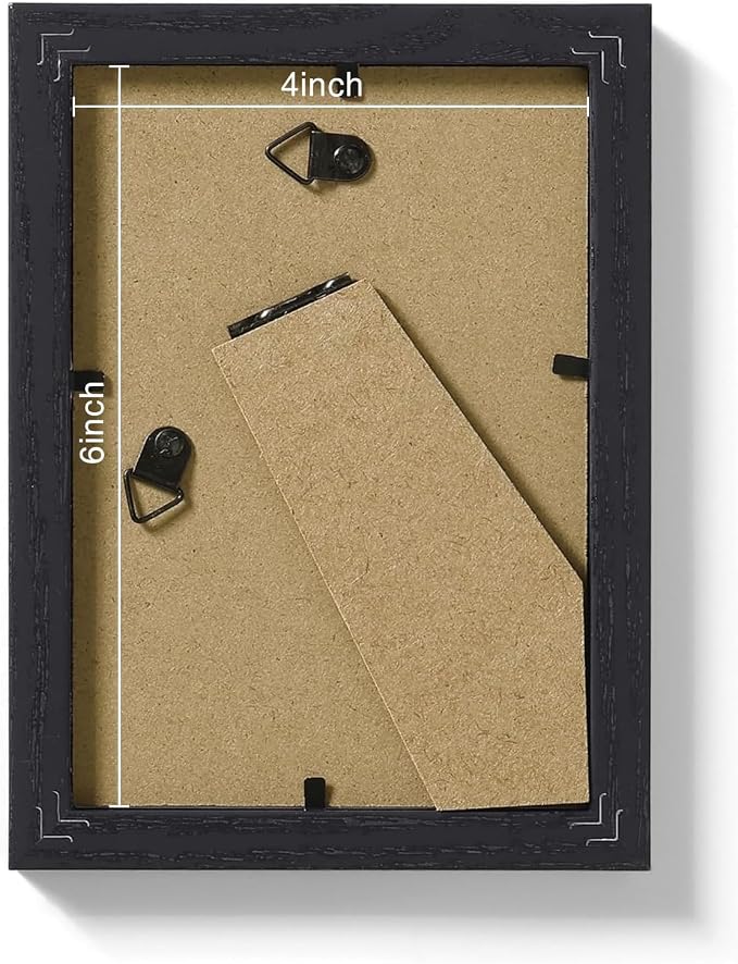 Vittanly 4x6 Picture Frames Set of 9, Wall & Tabletop, Black&Brown&Grey | Display Pictures 3.5x5 with Mat or 4x6 without Mat, Small Photo Frames, Engineered Wood with Shatter Resistant Plexiglass