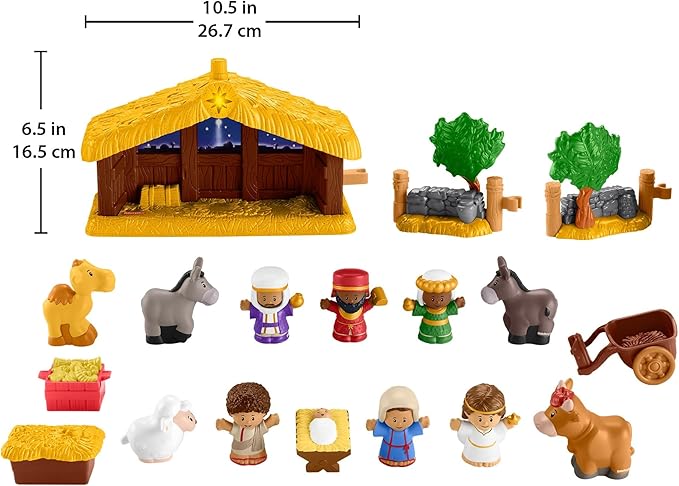Fisher-Price Little People Toddler Toy Nativity Set with Music Lights & 18 Pieces for Christmas Pretend Play Kids Ages 1+ Years