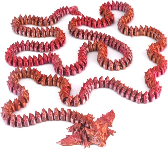 3D Printed Giant Long Dragon - Largest Size Toothless Dragon with Wings and Pangolin Features (red Blue Green)