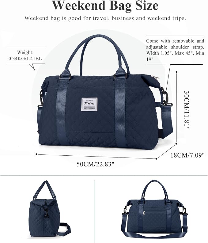 Travel Duffel Bag, Carry On Overnight Weekender Bags for Women | Travel Bag with Wet Pocket & Trolley Sleeve, For Spirit Airlines 18x14x8 Personal Item Bag