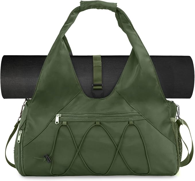 Forestfish Gym Bag For Women With Yoga Mat Holder & Shoe Compartment & Wet Dry Storage Pocket & Adjustable Strap