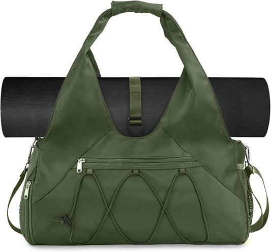 Forestfish Gym Bag For Women With Yoga Mat Holder & Shoe Compartment & Wet Dry Storage Pocket & Adjustable Strap