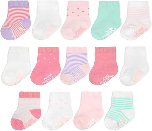 Fruit of the Loom Baby & Toddler Grow & Fit Flex Zones Cotton Stretch Socks - Unisex, Girls, Boys