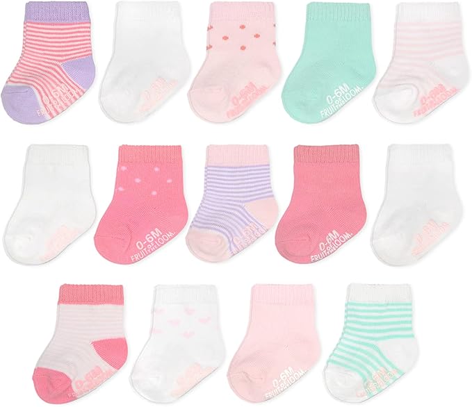 Fruit of the Loom Baby & Toddler Grow & Fit Flex Zones Cotton Stretch Socks - Unisex, Girls, Boys