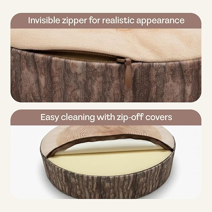 Log Pillow 6 Pack - Cozy & Comfy Wood Pillow with High-Density Foam - Realistic Round Cushions with Washable Covers - Log Cabin Decor & Forest Themed Décor