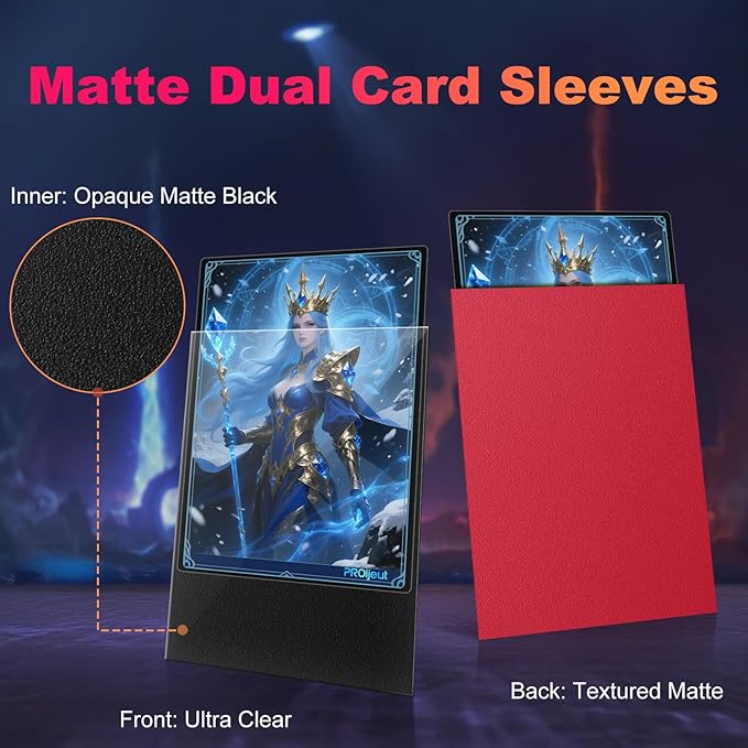 200 Pack Card Sleeves, Matte Dual Trading Card Sleeves with Opaque Back & Smooth Shuffle, Tear Resistant Card Protectors for MTG, TCG and Game Cards (Angry Red)