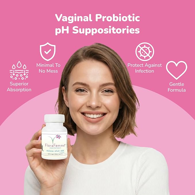 pH Vaginal Probiotics Suppository - Supports pH Balance of Yeast & Bacteria for Feminine Freshness. Supports Restoration of Healthy Vaginal Flora & Eliminates Vaginal Odor