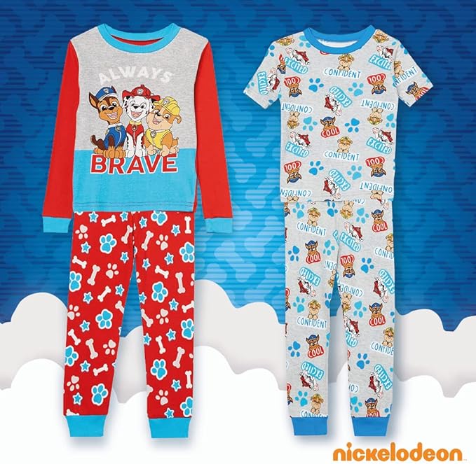 Nickelodeon Boys' Paw Patrol 6-piece Snug-fit Cotton Pajama Set, Soft & Cute for Kids
