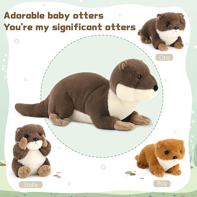 MaoGoLan 4Pcs River Otter Stuffed Animal with 3 Babies Inside-24in Giant Lifelike Soft Otter Plush Toys-Cuddly Wildlife Stuffed Animal for Otter Lover,Kids,Boys,Girls