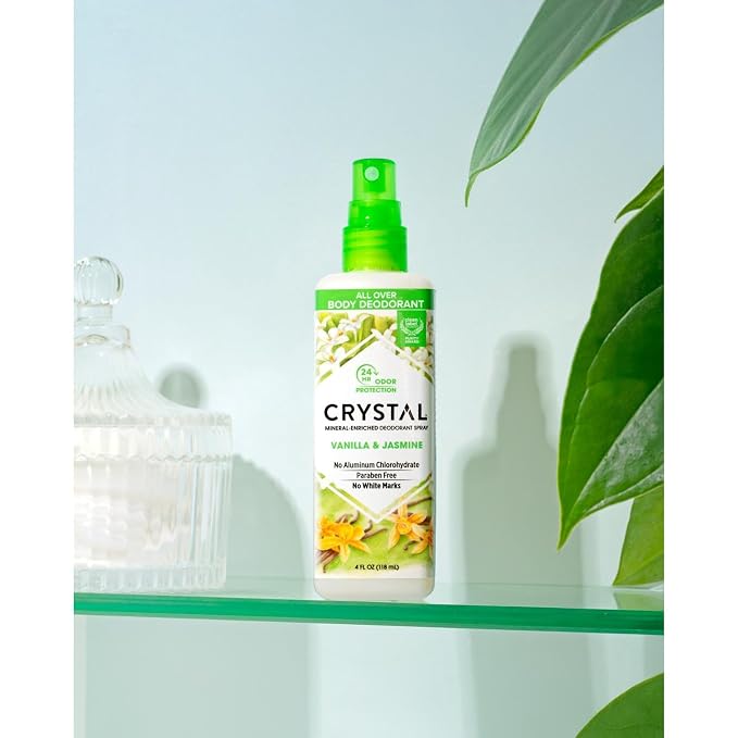 CRYSTAL Deodorant Mineral Deodorant Spray, Vanilla Jasmine, 4.0 oz, White (41991)