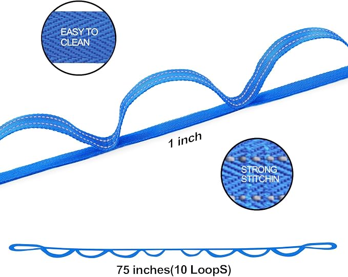 A AZURELIFE Premium Durable Stretch Straps with Loops, Stretching Strap for Physical Therapy, Multi-Loop Yoga Strap Fitness Exercise Strap for Yoga, Pilates, Dance, Flexibility&Exercise