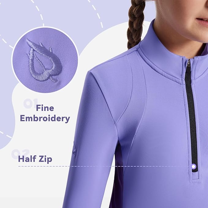baleaf Girls Long Sleeve Shirts Fleece Jacket Fall Half Zip Pullover Kids Sweatshirts Athletic Thermal Coat