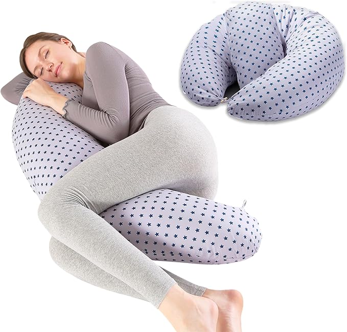 Chilling Home Pregnancy Pillow, C Shaped Pregnancy Pillows for Sleeping Full Body Pillow Maternity Pillow for Pregnant Women 47 inch, Pregnant Women Must Have with Removable Cover