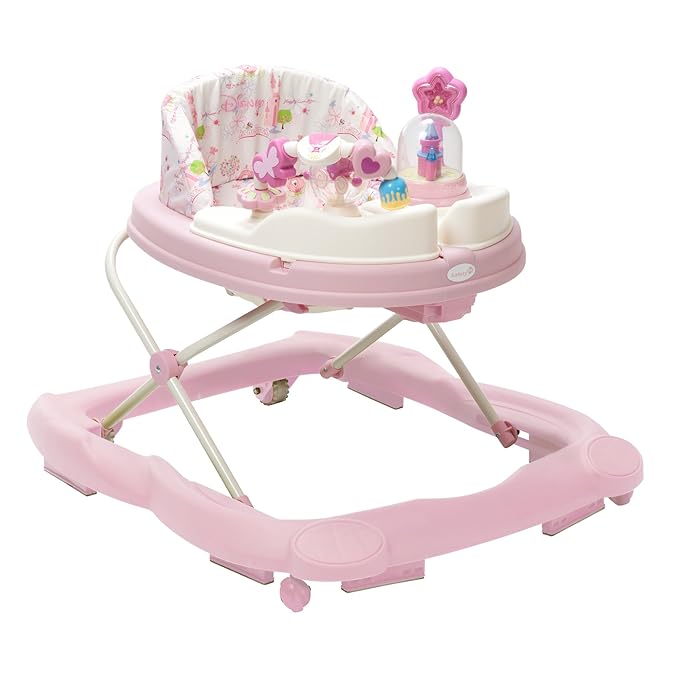 Disney Baby Princess Walker with Wheels, Pink Baby Walkers and Activity Center for Infants