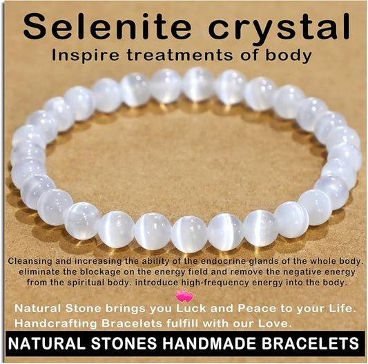 AD Beads Handmade Gemstone Stretch Elastic Bracelet Crystal Healing Reiki Nature's Beauty and Spiritual Essence Unisex