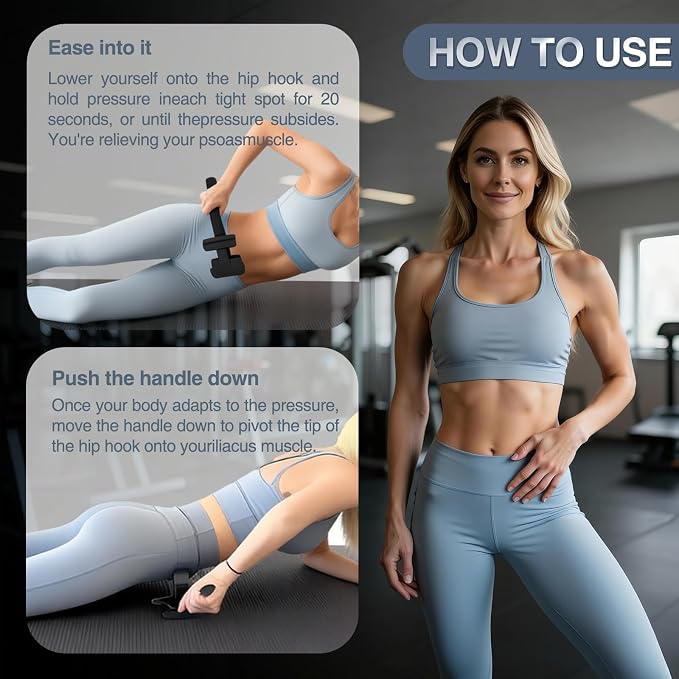 Psoas Release Tool-Hip Flexor Release Tool Fully Adjustable for Iliacus,Waist Pain Sciatica,Back&Posture Relief,Massage Hook and Trigger Point Massage Tool