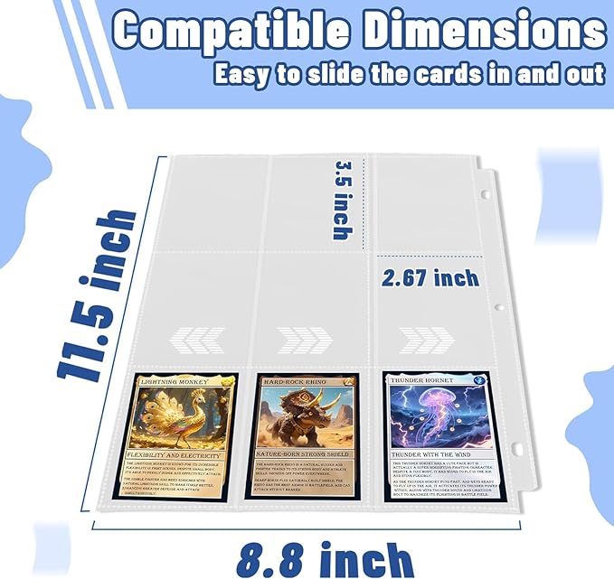 3600 Pockets Trading Card Binder Sleeves, Baseball Card Sleeves Fit for Standard Size Sport Cards, Baseball Card Holder for 3 Ring Binder