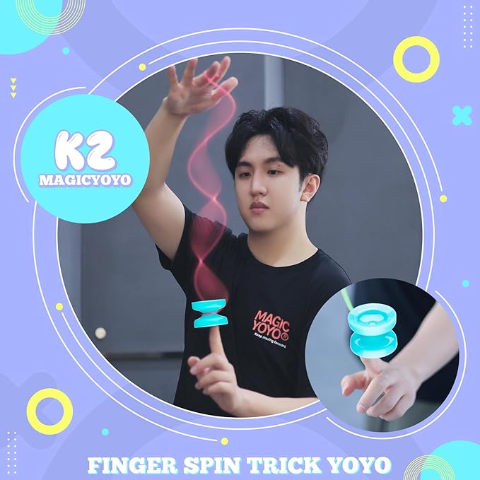MAGICYOYO Responsive Yoyo for Beginners K2, Dual Purpose Yo Yo for Kids with Replacement Unresponsive Bearing for Intermediate + Bearing Remover + Yo-yo Case Bag + 12 Yoyo Strings (Blue)