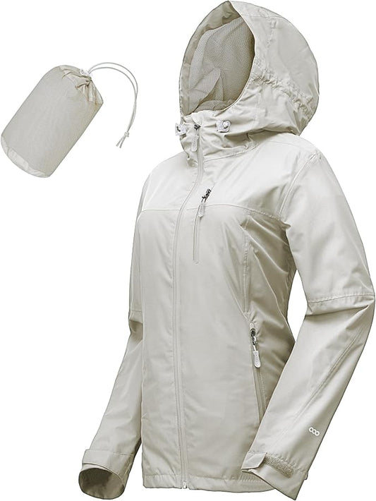 33,000ft Packable Rain Jacket Women Lightweight Waterproof Raincoat with Hood Cycling Bike Jacket Windbreaker
