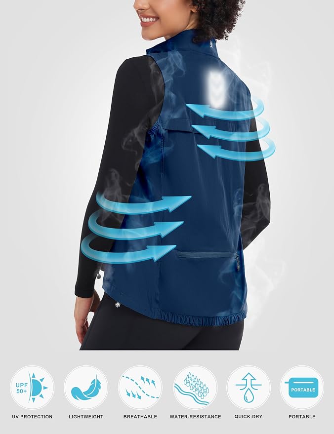 Little Donkey Andy Women's Lightweight Quick Dry Vest Windproof Summer Vest | Stretch Quick Dry Material, Windproof Breathable Vest, Cooling Effect Summer Outerwear, Running Cycling Golf Tennis Hiking