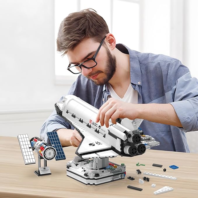 JMBricklayer Space Shuttle Building Sets for Adult, Airplane Spaceship Space Toys for Kids Teens, Gifts for adults Boys Girls 8 9 10 11 12 13 14+, Collectible Display Model with Adjustable Stand 70122