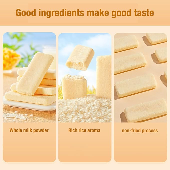 XCVFDVOR milk classic rice snack - individually packaged rice crackers with rich milk flavor - crispy rice cakes 240g/8.46oz