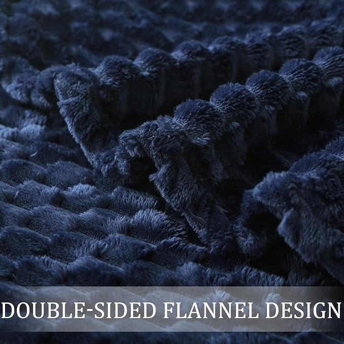Exclusivo Mezcla 3D Fleece King Size Blanket for Bed, Navy Blue | Extra Soft Fuzzy Plush Lightweight Bed Blankets, Cozy Fluffy Decorative Blankets for All Seasons, 90x104 Inches
