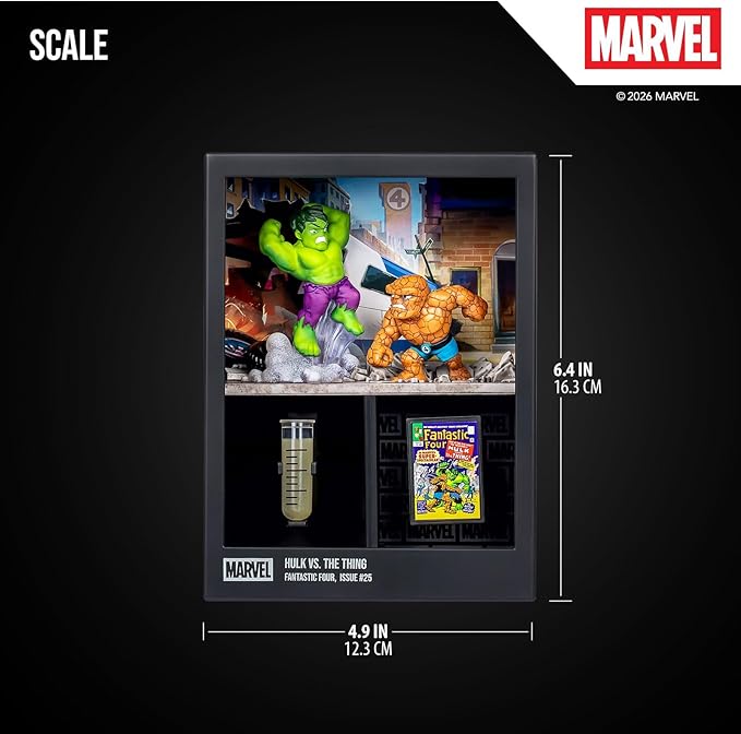 FANDROP MV05 - Hulk VS. The Thing, FANDROP Combines A Displayable Diorama, Artifacts & Scene Marker that Creates an Elite Display to Enhance Any Marvel Collection, 5 Marvel FANDROPS to Collect