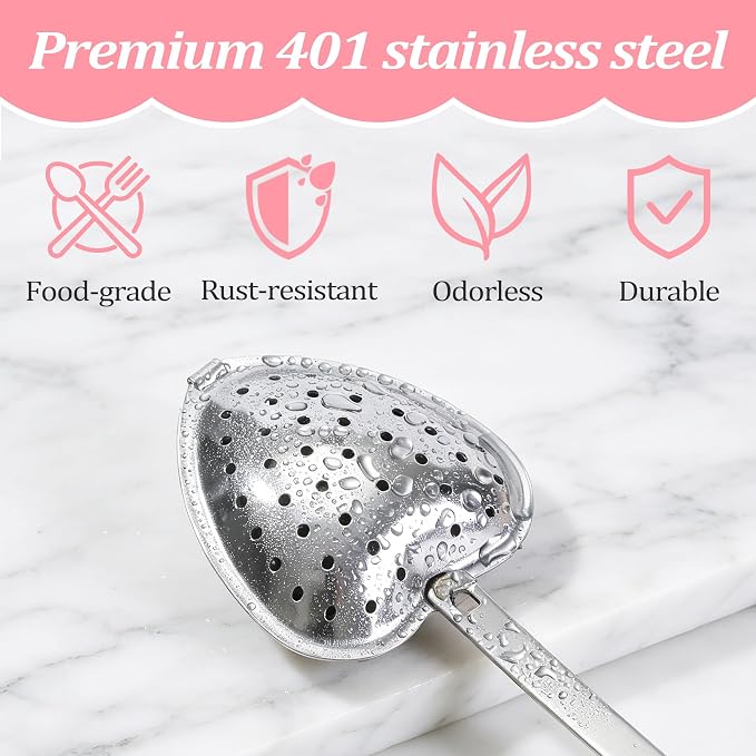 2PCS Tea Infuser Spoon, Fine Mesh Stainless Steel Strainer, Heart Shaped Tea Steeper for Loose Tea, Tea Bag, Herbal Tea