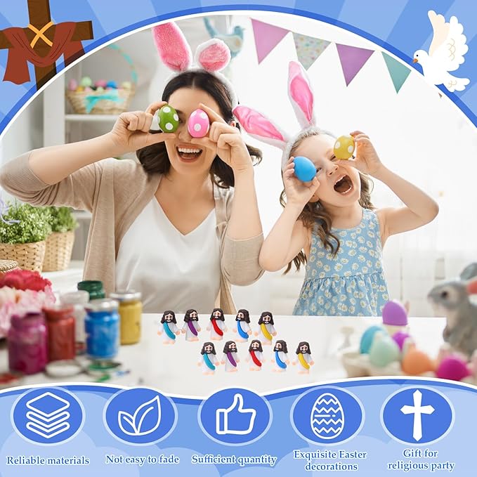 Bememo 300 Pcs Little Jesus Figures Bulk Original Design Mini Pocket Jesus Toys Rubber Figurine to Hide and Seek Religious Party Favors Sunday School Craft Baptism Gifts(Multicolored)