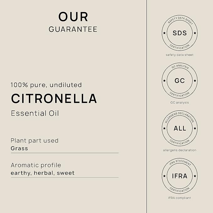 VINEVIDA Citronella Java Essential Oil 32 oz - Undiluted Citronella Oil 32 oz - Citronella Candle Oil Scent - DIY Candle Scents for Candlemaking - Bulk Essential Oil for Soap Making