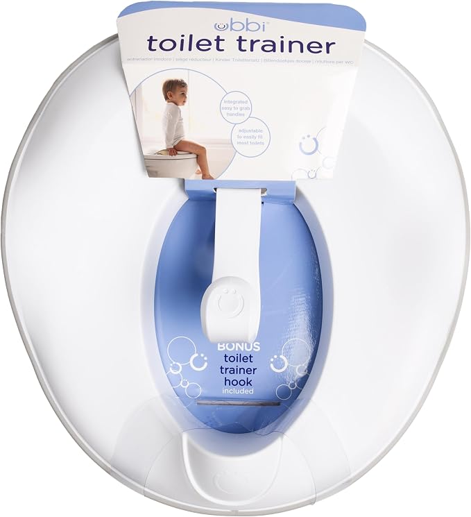 Ubbi Adjustable Toilet Trainer for Toddlers in Potty Training with Built-in Handles and Bonus Potty Hook for Easy Storage, Gray (Pack of 2)