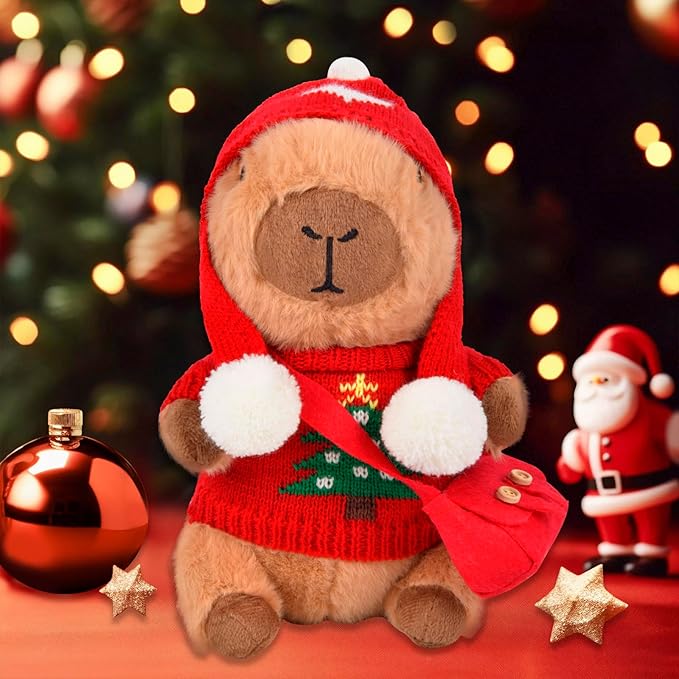 Capybara Plush Toy Clothes & Accessories, 10Pcs Holiday Clothes for 10" Stuffed Animal, Dress Up Capibaras Peluches, Cute Super Soft Capybara Stuffies Birthday Gifts for Kids Boys Girls (No Doll)