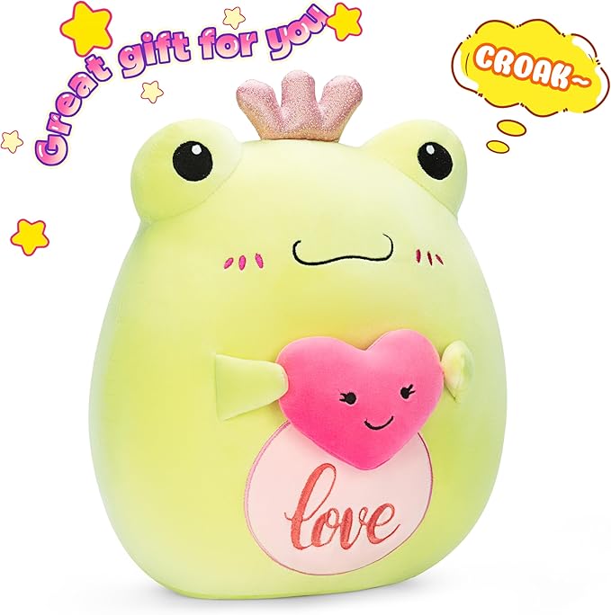Original 14-inch Large Frog Plush Pillow Stuffed Animal Toy,Big Size Cute Soft Toys Fat Kawaii Plushie,Gift for Kids Girls Boys Girlfriend Children