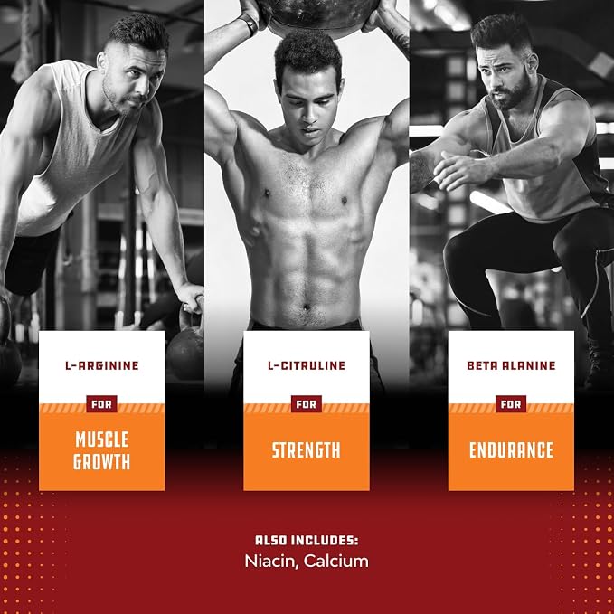 Natures Craft Energizing Nitric Oxide Supplement for Men - Nitric Oxide Pills for Men with L-Arginine L-Citrulline Amino Acids for Intense Muscle Growth Intense Energy and Smooth Recovery - 60 Count