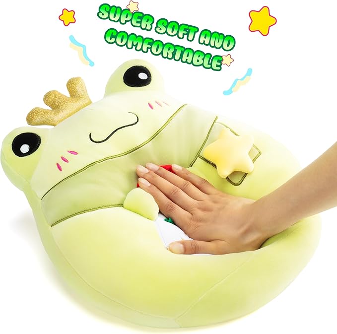 Original 13-inch Large Frog Plush Pillow Stuffed Animal Toy,Big Size Fat Kawaii Cute Soft Toys Hugging Pillows Cuddle Huggable Plushie,Gift for Girls