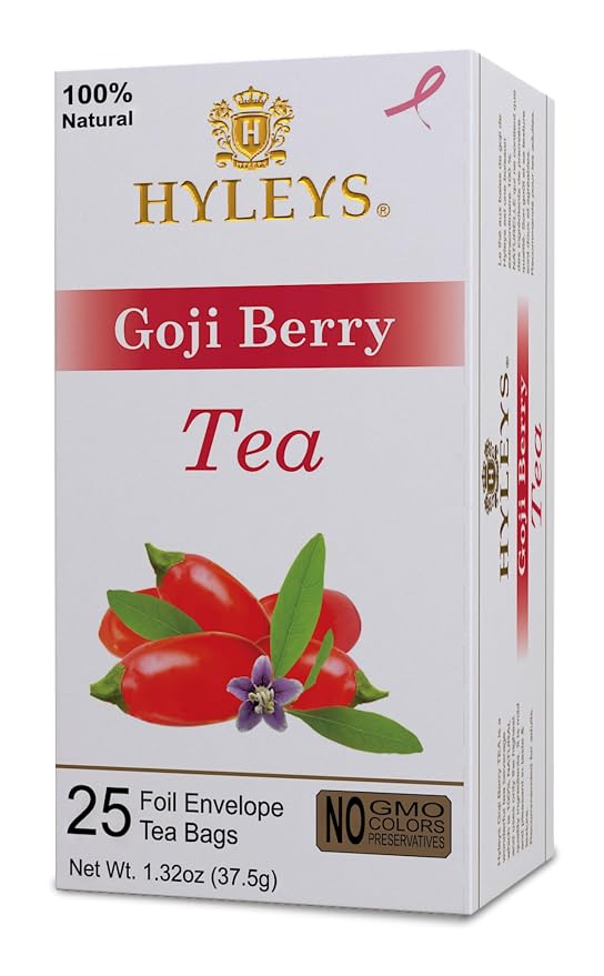 Hyleys Goji Berry Senna Green Tea - Natural Gentle Laxative for Constipation Relief - 25 Tea Bags