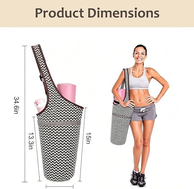 SportsYoga Mat Bag,Large Opening Yoga Mat Carrier for Quick Access,with Large Size Pocket and Zipper Pocket,Thick Mats for Workout,Gym, Pilates