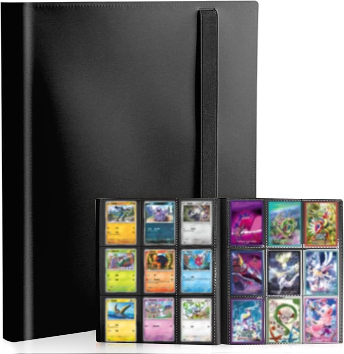 Card Binder 9-Pockets, Trading Card Binder, 20 Pages, 360 Card Capacity Collection Binder, Card Folder for MTG, TCG, Game Cards & Sports Cards（Black）