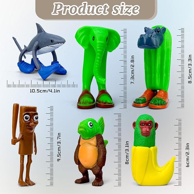 8Pcs Italian Brainrot Action Figures,Tralalero Travala Toy Set Tralalero Travala,Tung Tung Tung Sahur, Brr Brr Patapim - Brainrot fidget Toys,Decorations Gifts for Office Room Figurine Decor (6PCS-A)