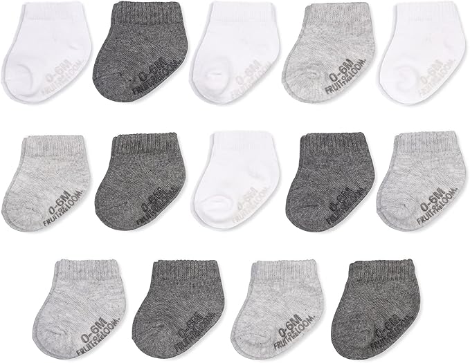 Fruit of the Loom Baby & Toddler Grow & Fit Flex Zones Cotton Stretch Socks - Unisex, Girls, Boys