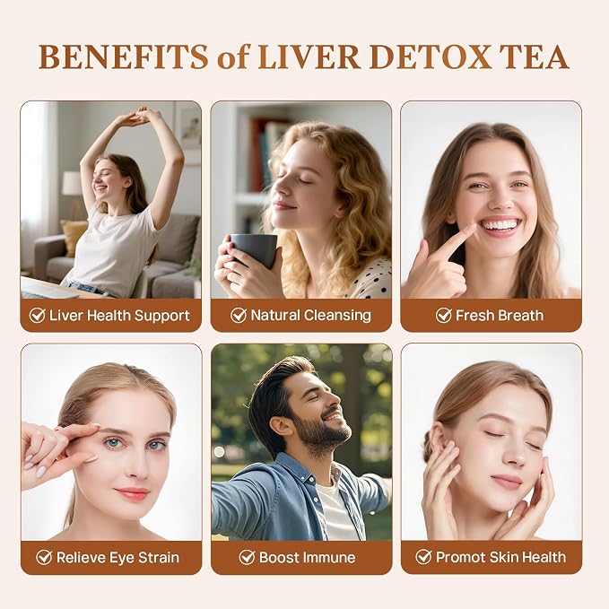 Liver Detox Herbal Tea, Liver Cleanse Detox Tea Blend with Milk Thistle, Dandelion Root, Chrysanthemum Natural Ingredients Herbal Tea, Vegan Caffeine-Free (1 Pack/15 Bags)