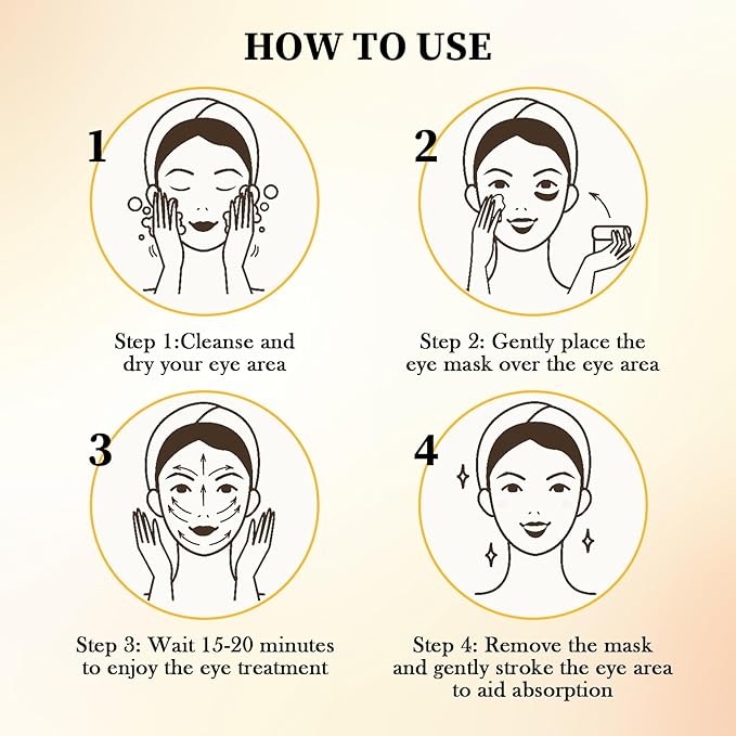 Avocado Golden Under-Eye Mask Skincare 60-Pair Set, Moisturizing, Non-Greasy Patches for Women and Men, Travel-Size, Long-Lasting, Refreshing Eye Care Gel Pads Gift Set
