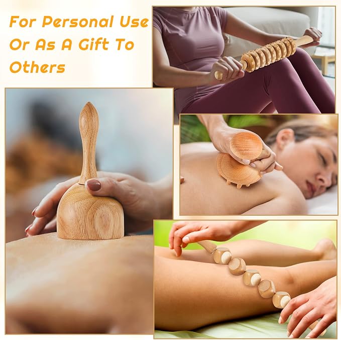 16-in-1 Wood Therapy Massage Tools Set for Body Sculpting Lymphatic Drainage Massager Maderoterapia Kit Therapy Tools Muscle Pain Relief Women Face Wood Roller Fascia Mother Gift Spa Party Supplies